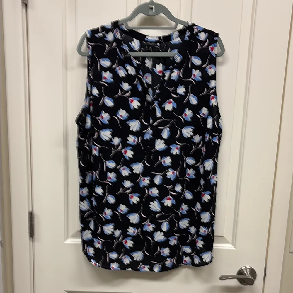 Talbots White and Blue Sleeveless Blouse - Picture 1 of 5